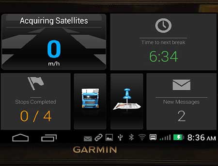 Photo is a closeup of the TransAm Garmin homescreen.