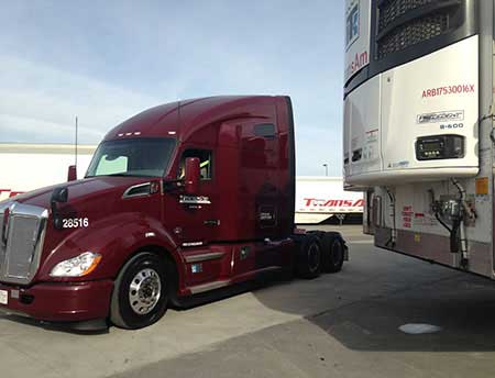 TransAm Truck preparing to couple with a trailer